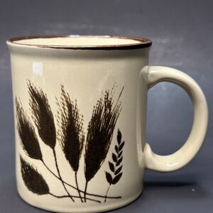 Vintage Wheat Mug / Cup Cream Brown Japan Stoneware MCM